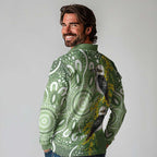 Aussie Kokaburra Golden Wattle Long Sleeve Polo Shirt Aboriginal with National Color