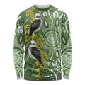 Aussie Kokaburra Golden Wattle Long Sleeve Shirt Aboriginal with National Color