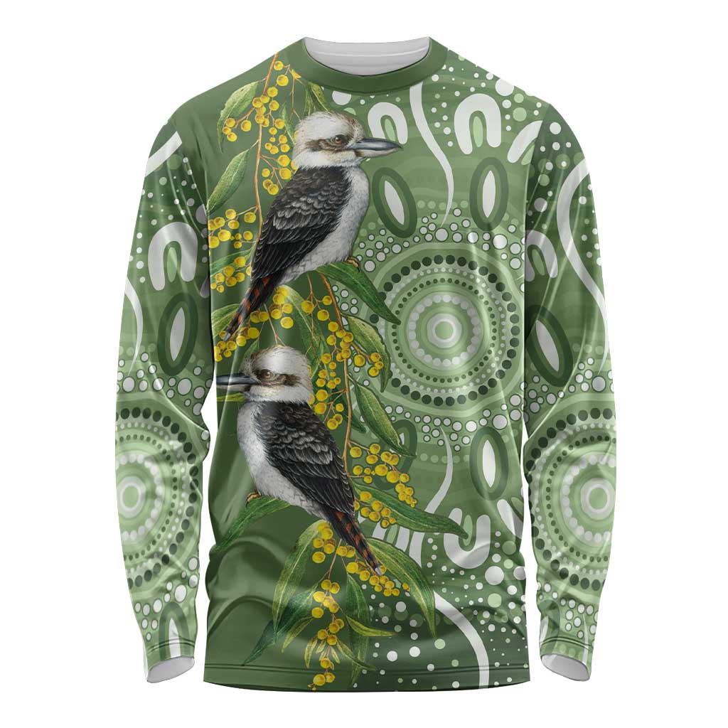 Aussie Kokaburra Golden Wattle Long Sleeve Shirt Aboriginal with National Color