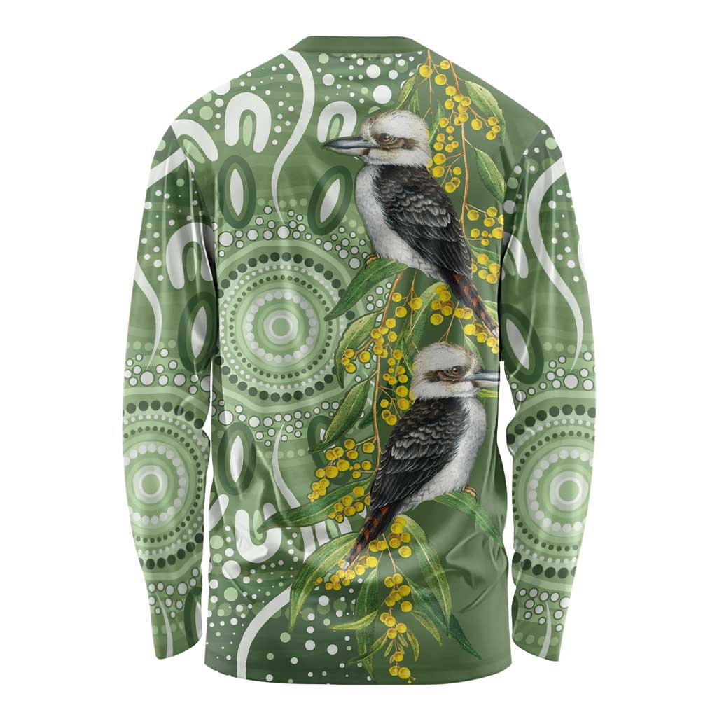Aussie Kokaburra Golden Wattle Long Sleeve Shirt Aboriginal with National Color