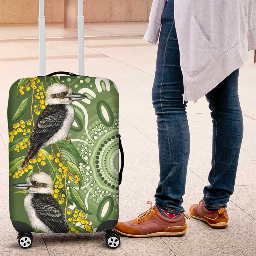 Aussie Kokaburra Golden Wattle Luggage Cover Aboriginal with National Color