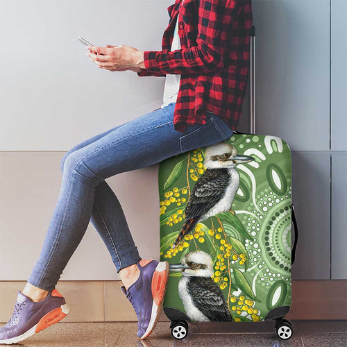 Aussie Kokaburra Golden Wattle Luggage Cover Aboriginal with National Color