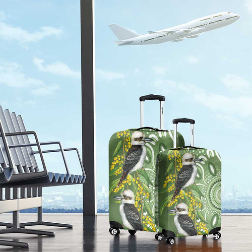 Aussie Kokaburra Golden Wattle Luggage Cover Aboriginal with National Color