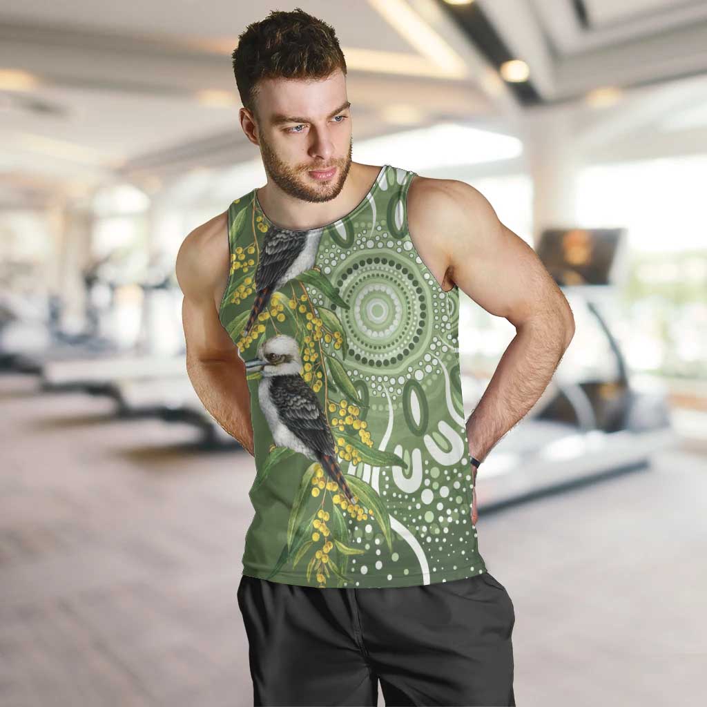 Aussie Kokaburra Golden Wattle Men Tank Top Aboriginal with National Color