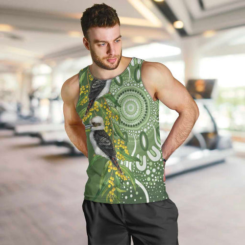 Aussie Kokaburra Golden Wattle Men Tank Top Aboriginal with National Color