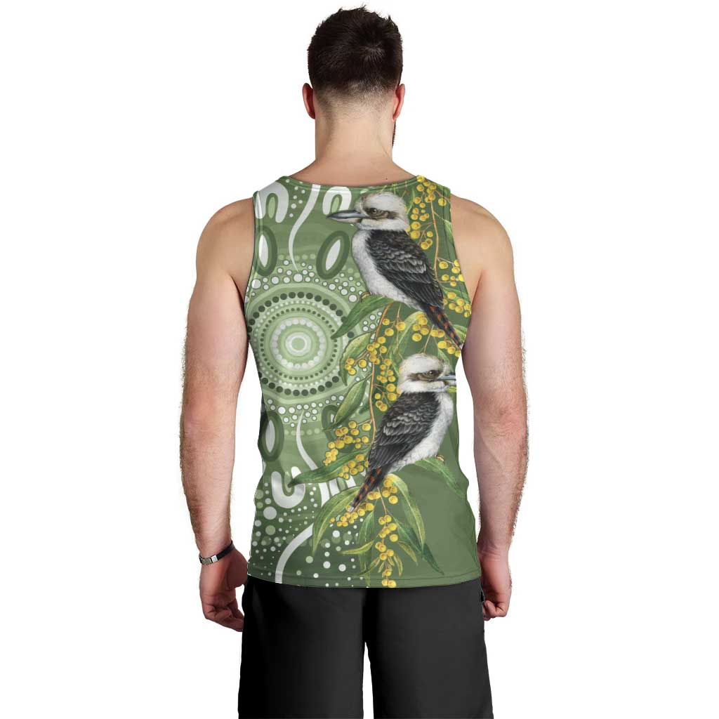 Aussie Kokaburra Golden Wattle Men Tank Top Aboriginal with National Color