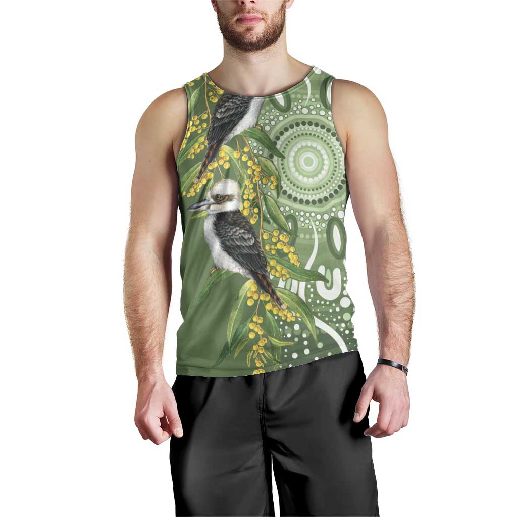 Aussie Kokaburra Golden Wattle Men Tank Top Aboriginal with National Color