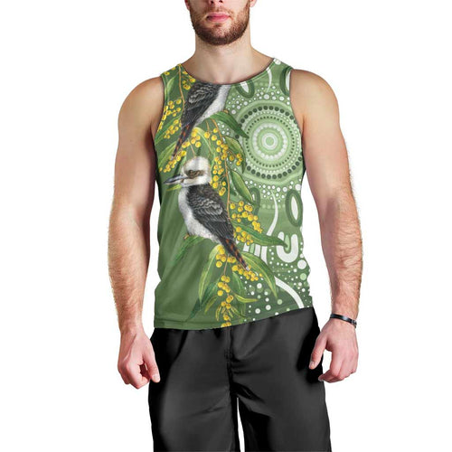 Aussie Kokaburra Golden Wattle Men Tank Top Aboriginal with National Color