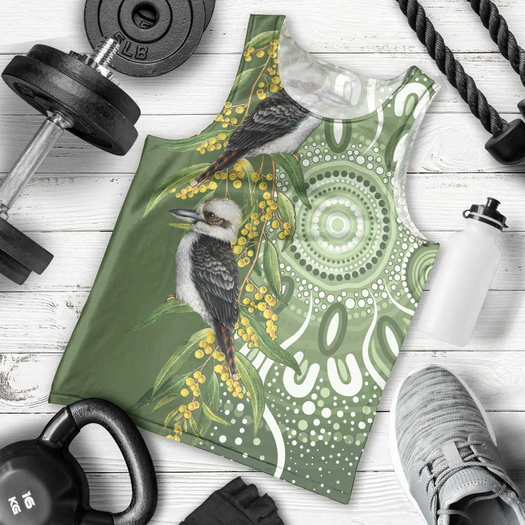 Aussie Kokaburra Golden Wattle Men Tank Top Aboriginal with National Color