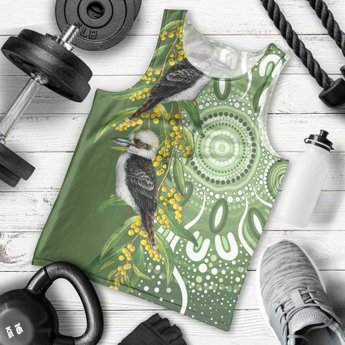 Aussie Kokaburra Golden Wattle Men Tank Top Aboriginal with National Color