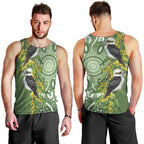 Aussie Kokaburra Golden Wattle Men Tank Top Aboriginal with National Color