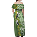 Aussie Kokaburra Golden Wattle Off Shoulder Maxi Dress Aboriginal with National Color