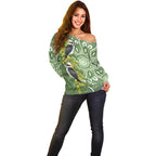 Aussie Kokaburra Golden Wattle Off Shoulder Sweater Aboriginal with National Color