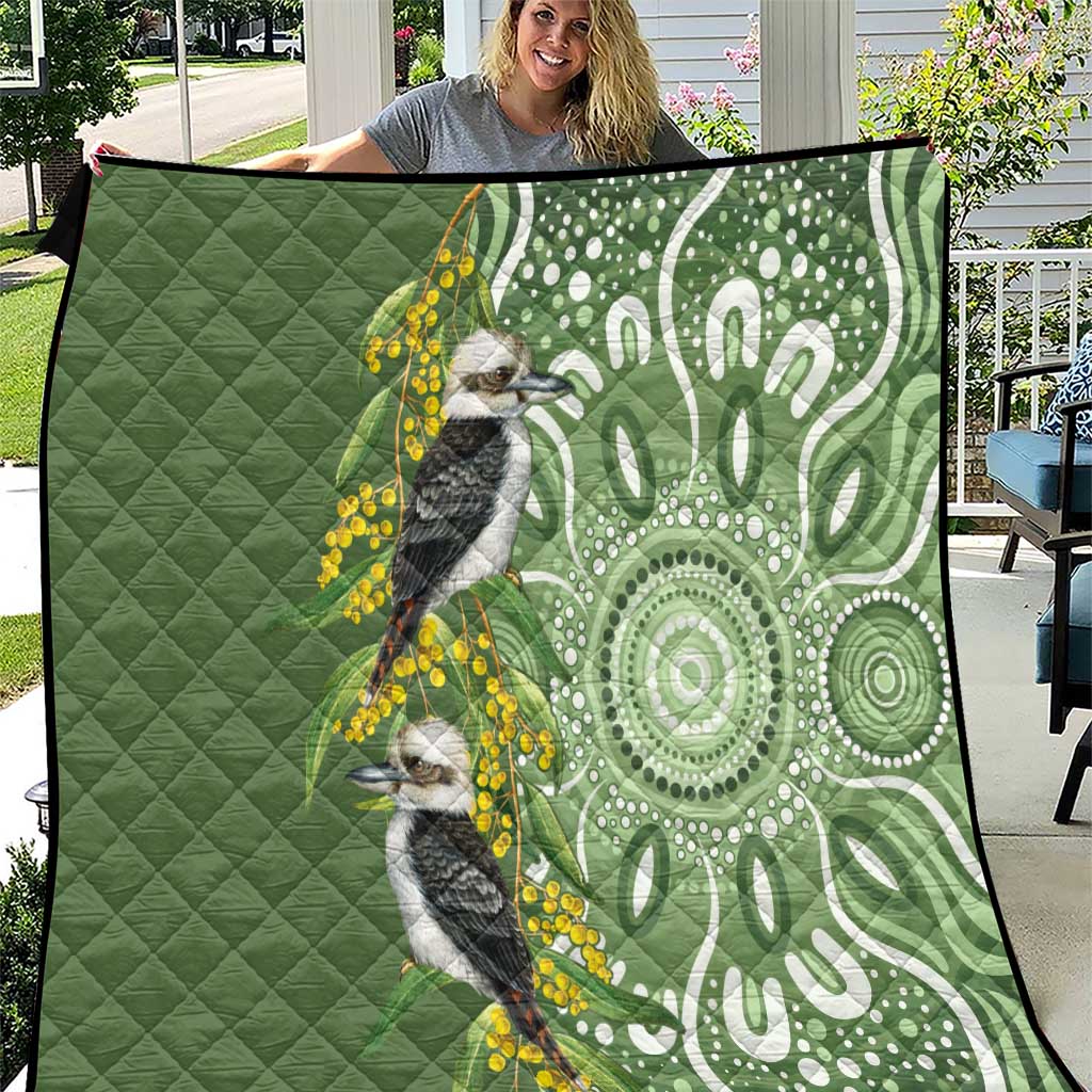 Aussie Kokaburra Golden Wattle Quilt Aboriginal with National Color