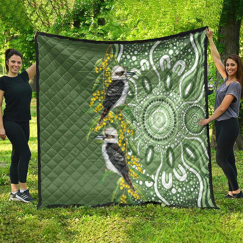 Aussie Kokaburra Golden Wattle Quilt Aboriginal with National Color