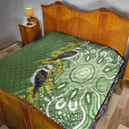 Aussie Kokaburra Golden Wattle Quilt Aboriginal with National Color