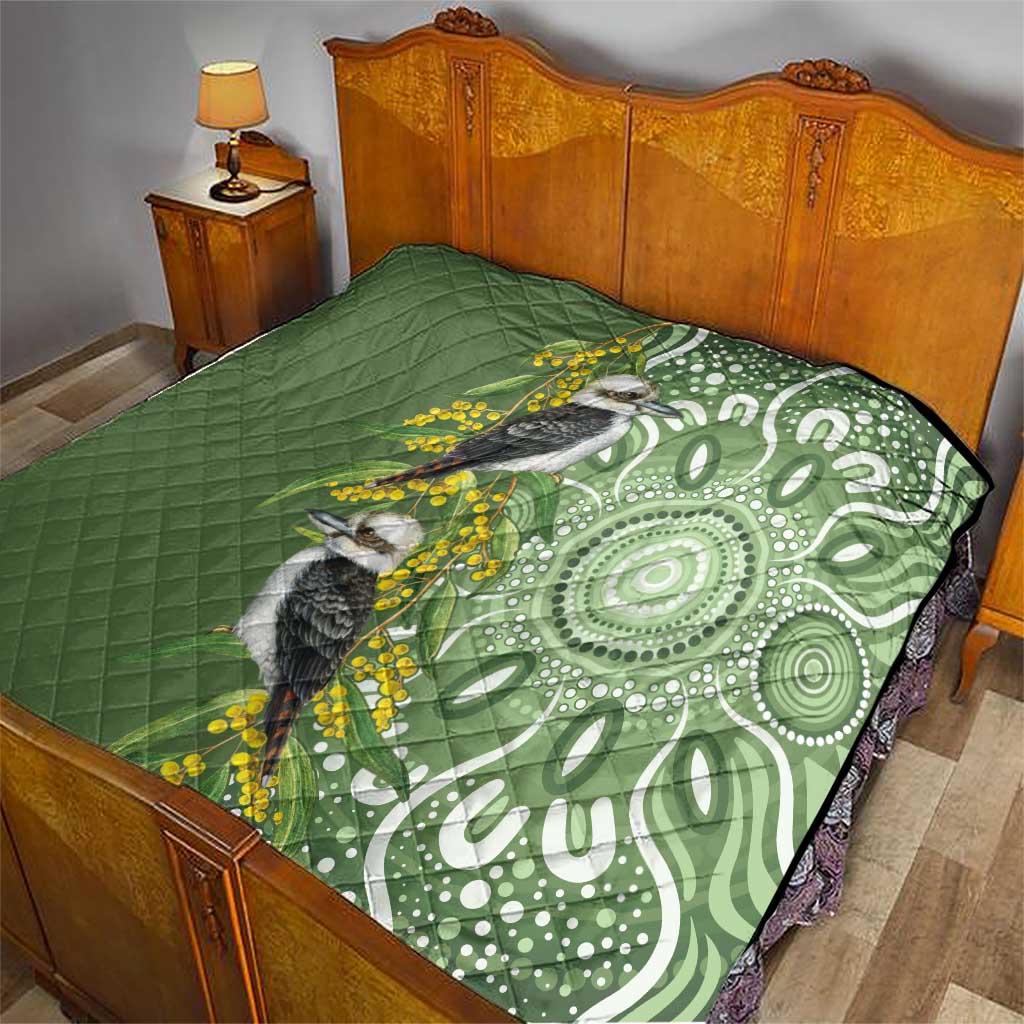 Aussie Kokaburra Golden Wattle Quilt Aboriginal with National Color