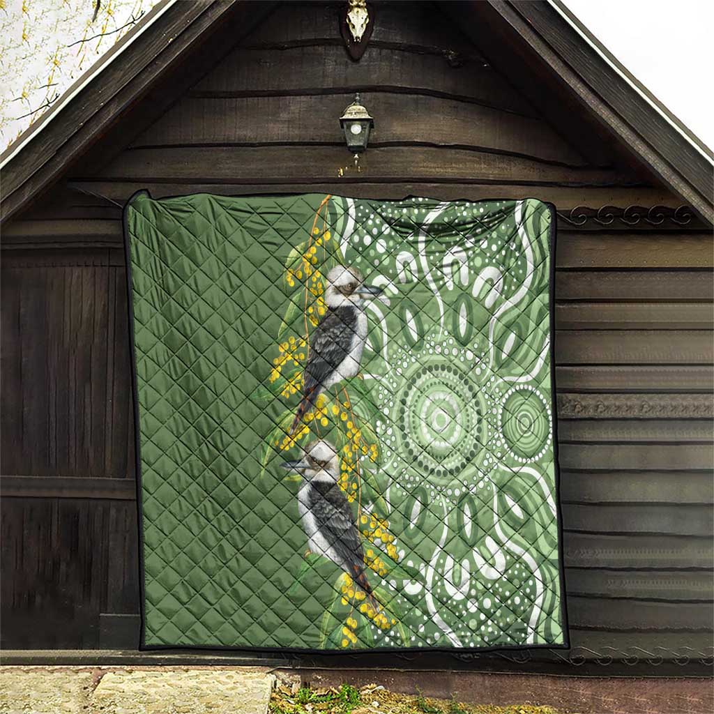 Aussie Kokaburra Golden Wattle Quilt Aboriginal with National Color