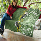 Aussie Kokaburra Golden Wattle Quilt Aboriginal with National Color