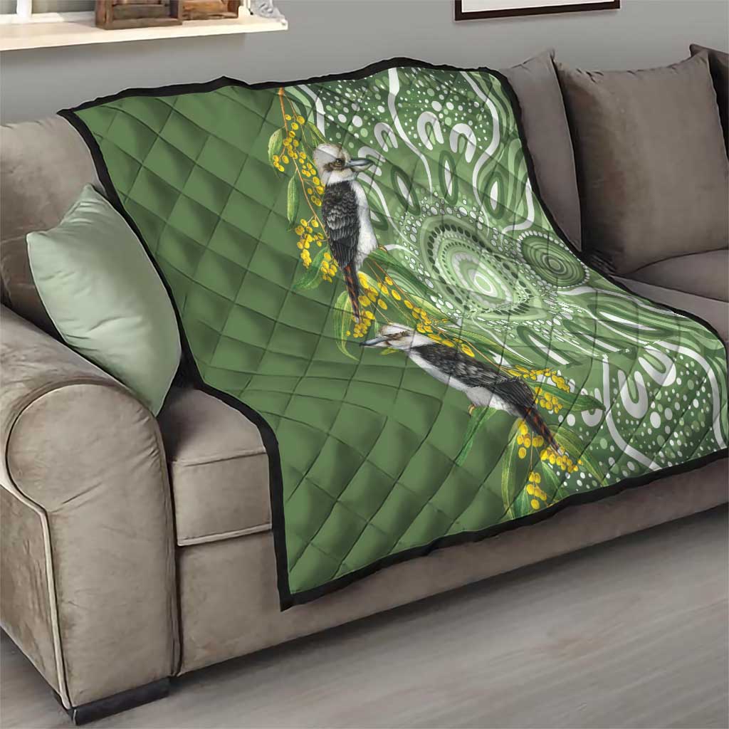 Aussie Kokaburra Golden Wattle Quilt Aboriginal with National Color