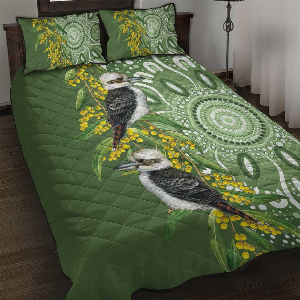 Aussie Kokaburra Golden Wattle Quilt Bed Set Aboriginal with National Color
