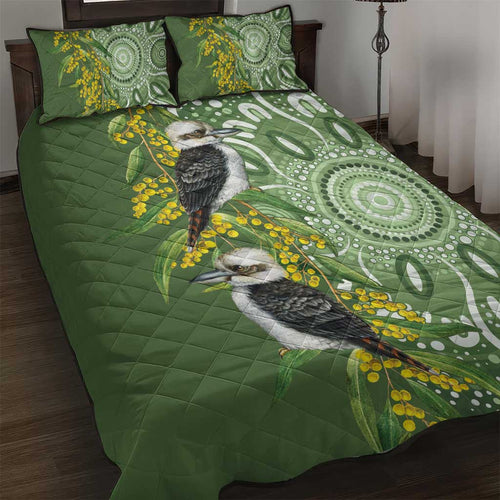 Aussie Kokaburra Golden Wattle Quilt Bed Set Aboriginal with National Color