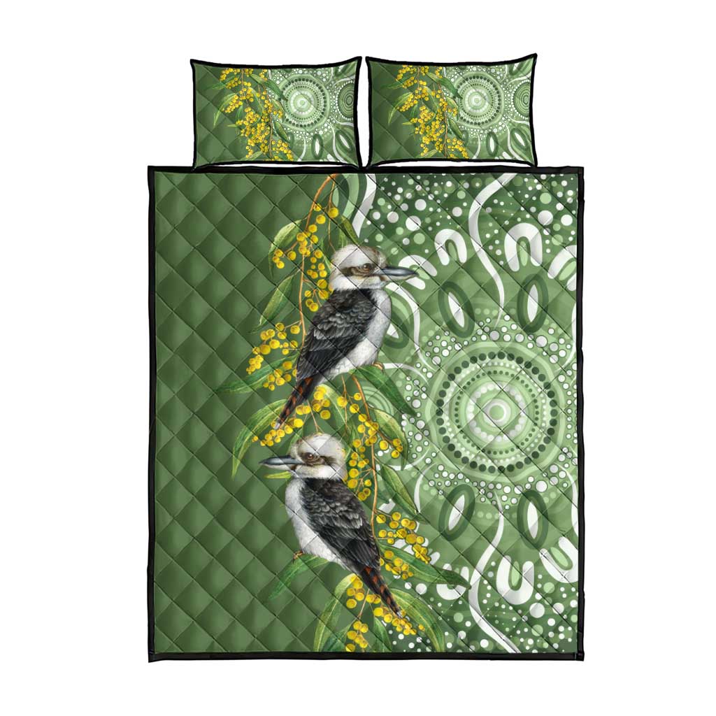 Aussie Kokaburra Golden Wattle Quilt Bed Set Aboriginal with National Color