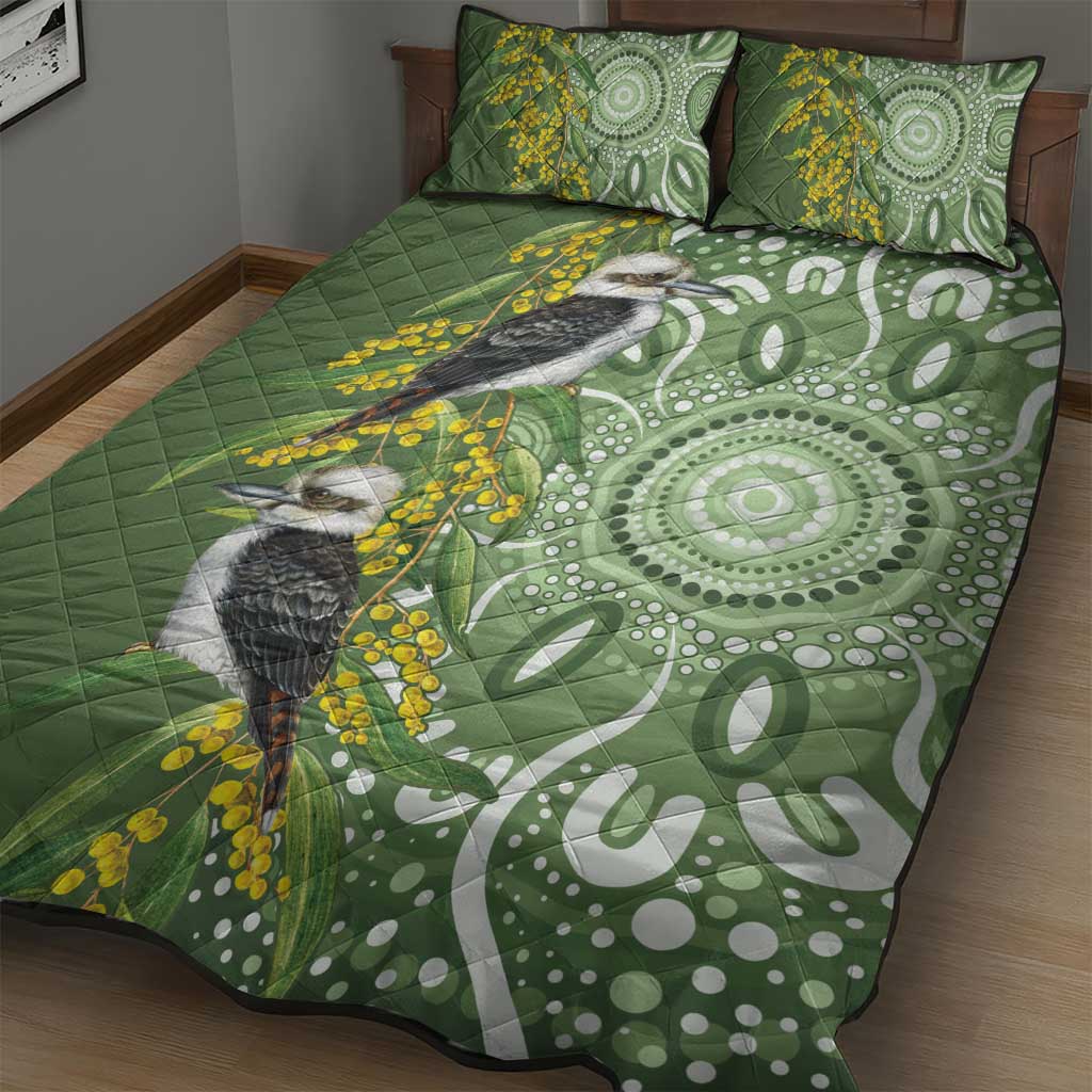 Aussie Kokaburra Golden Wattle Quilt Bed Set Aboriginal with National Color