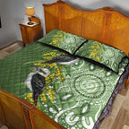 Aussie Kokaburra Golden Wattle Quilt Bed Set Aboriginal with National Color