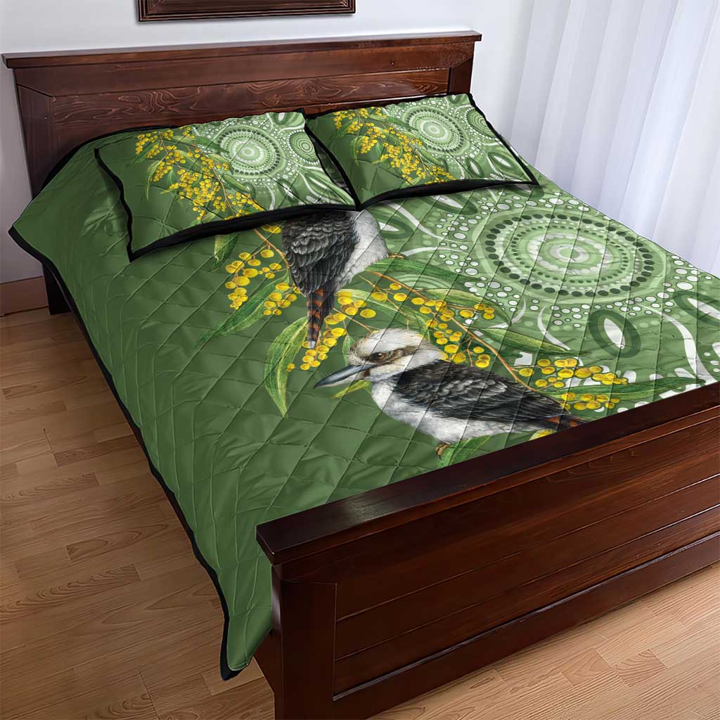 Aussie Kokaburra Golden Wattle Quilt Bed Set Aboriginal with National Color