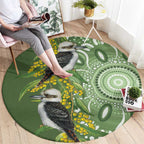 Aussie Kokaburra Golden Wattle Round Carpet Aboriginal with National Color