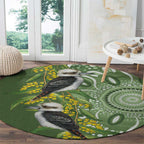 Aussie Kokaburra Golden Wattle Round Carpet Aboriginal with National Color