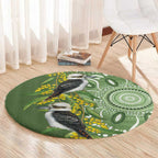 Aussie Kokaburra Golden Wattle Round Carpet Aboriginal with National Color