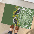 Aussie Kokaburra Golden Wattle Rubber Doormat Aboriginal with National Color