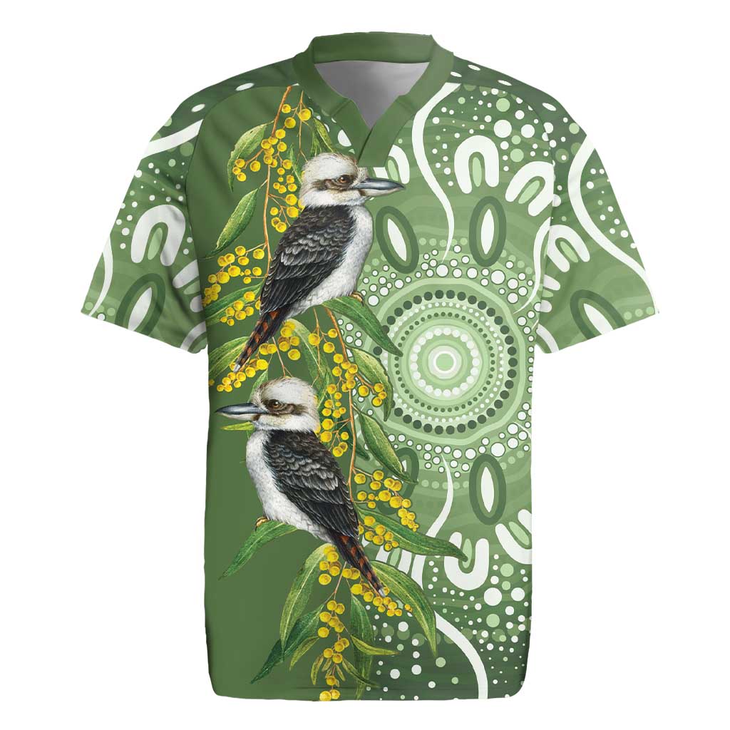 Aussie Kokaburra Golden Wattle Rugby Jersey Aboriginal with National Color