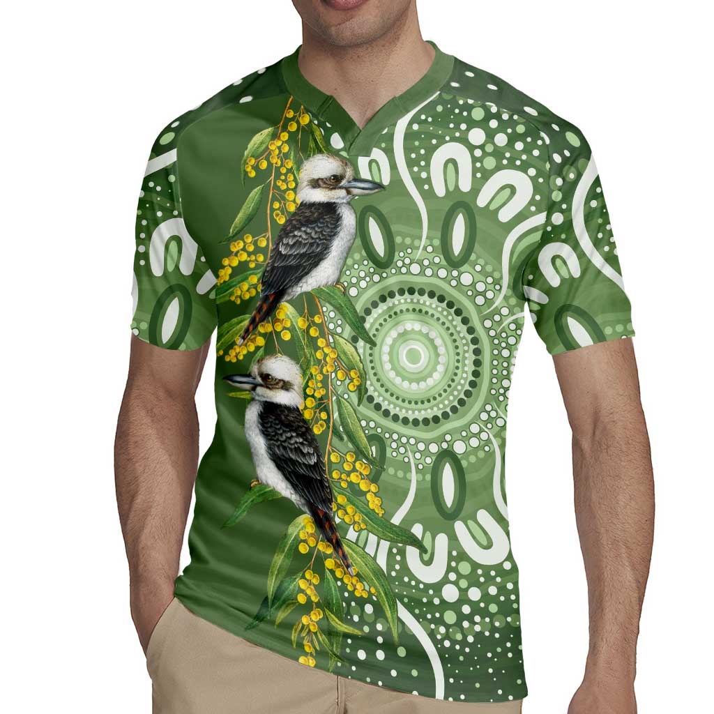 Aussie Kokaburra Golden Wattle Rugby Jersey Aboriginal with National Color
