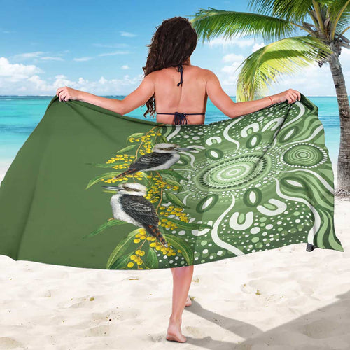 Aussie Kokaburra Golden Wattle Sarong Aboriginal with National Color