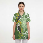 Aussie Kokaburra Golden Wattle Scrub Top Aboriginal with National Color - Aussie Hoodie