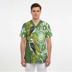 Aussie Kokaburra Golden Wattle Scrub Top Aboriginal with National Color - Aussie Hoodie