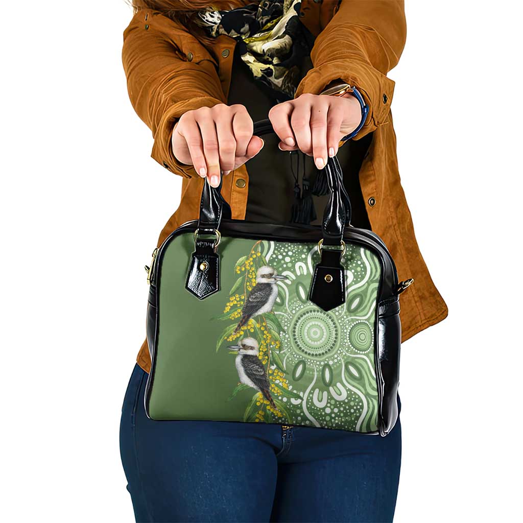 Aussie Kokaburra Golden Wattle Shoulder Handbag Aboriginal with National Color