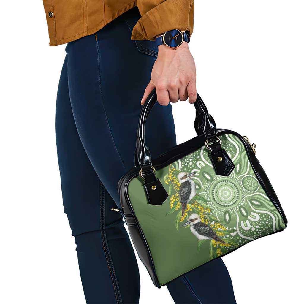 Aussie Kokaburra Golden Wattle Shoulder Handbag Aboriginal with National Color