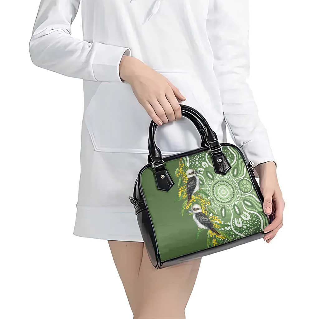 Aussie Kokaburra Golden Wattle Shoulder Handbag Aboriginal with National Color