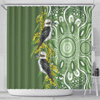 Aussie Kokaburra Golden Wattle Shower Curtain Aboriginal with National Color