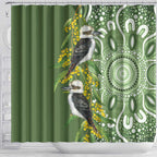 Aussie Kokaburra Golden Wattle Shower Curtain Aboriginal with National Color