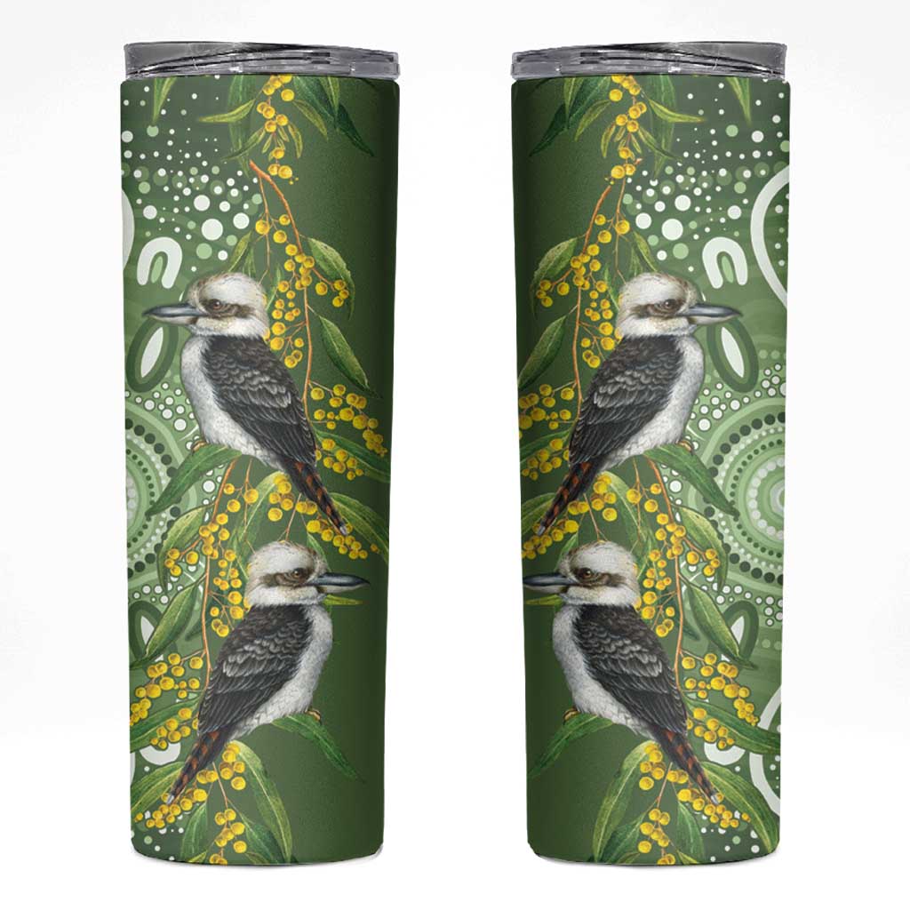 Aussie Kokaburra Golden Wattle Skinny Tumbler Aboriginal with National Color