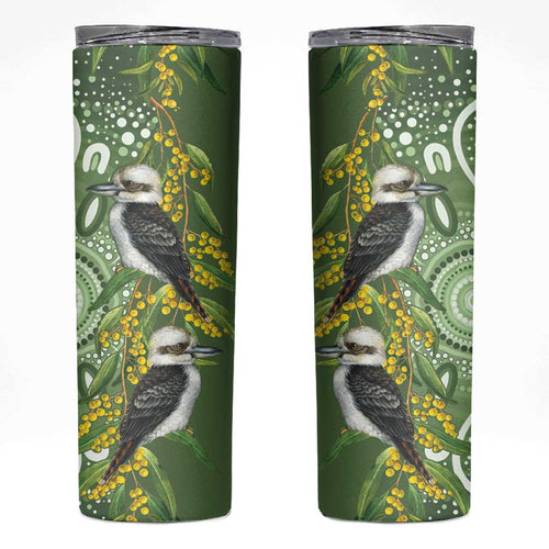Aussie Kokaburra Golden Wattle Skinny Tumbler Aboriginal with National Color