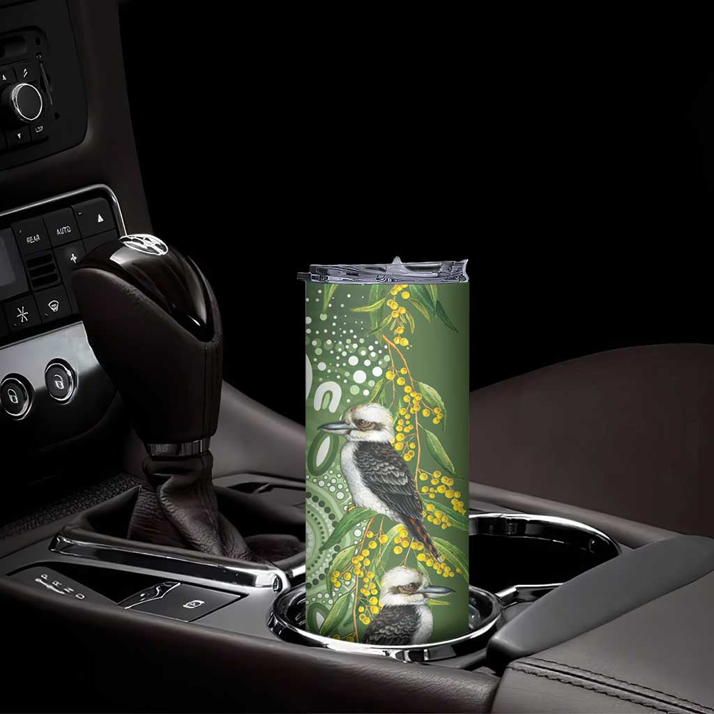 Aussie Kokaburra Golden Wattle Skinny Tumbler Aboriginal with National Color