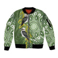 Aussie Kokaburra Golden Wattle Sleeve Zip Bomber Jacket Aboriginal with National Color