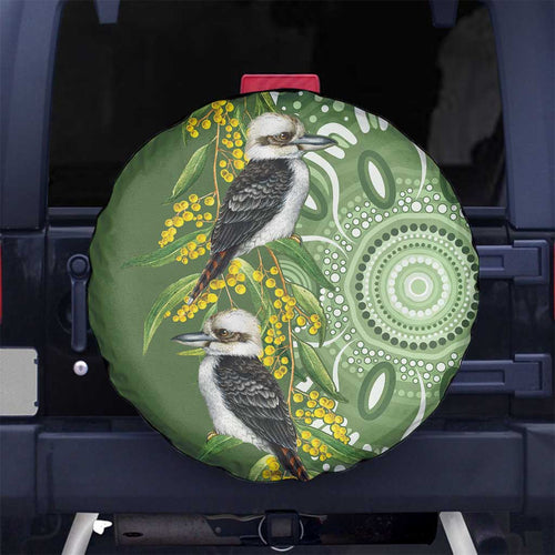 Aussie Kokaburra Golden Wattle Spare Tire Cover Aboriginal with National Color