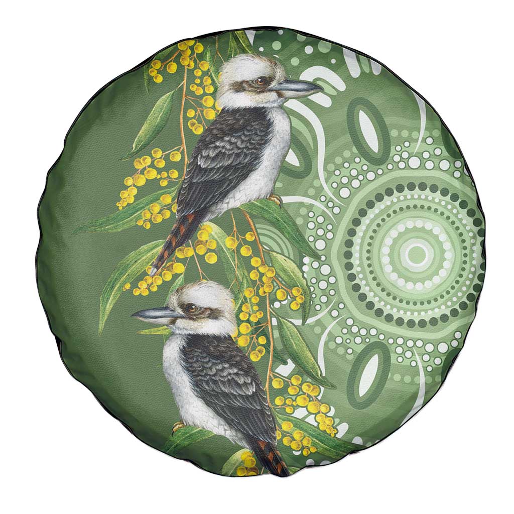 Aussie Kokaburra Golden Wattle Spare Tire Cover Aboriginal with National Color
